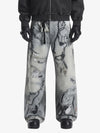Abstract 3D Digital Print Wide-Leg Jeans 