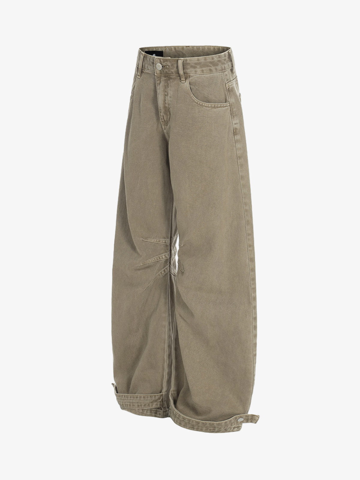 Curved Barrel Leg Inner Pleat Utility Jeans 