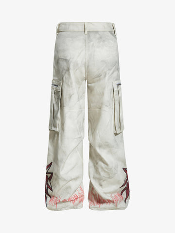 Vintage Dirty-Dyed Washed Wide-Leg Cargo Pants - 2559 