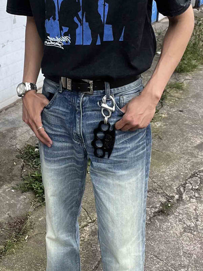 Retro Black Metal Knuckle Keychain