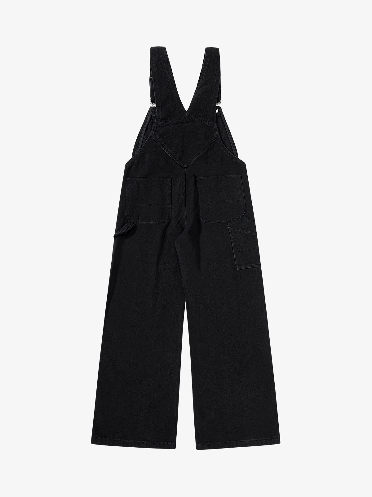 Vintage Contrast Stitch Raw Indigo Denim Wide-Leg Overalls 