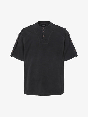 Vintage-Inspired Ombré Wash Henley Detail T-Shirt 