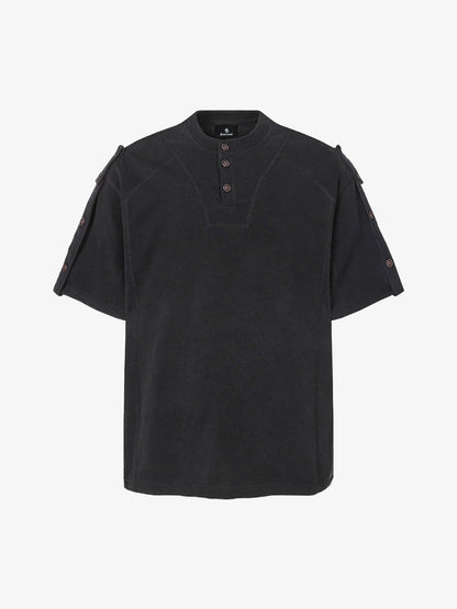 Vintage-Inspired Ombré Wash Henley Detail T-Shirt 