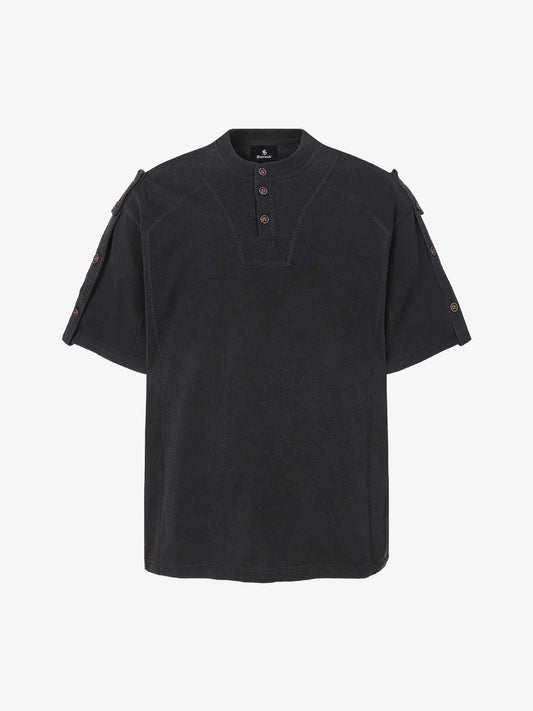 Vintage-Inspired Ombré Wash Henley Detail T-Shirt 