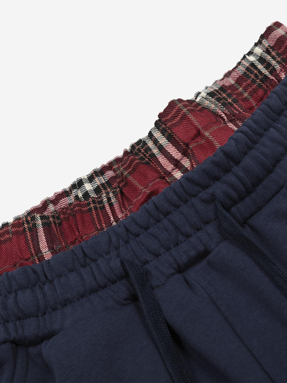 Embroidered Letter Plaid Patchwork Sporty Shorts