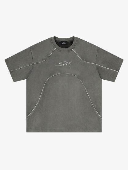 Reflective Striped Suede Tee