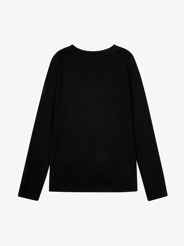 Vintage Grunge Text Print Henley Long Sleeve T-Shirt 