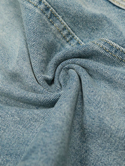 Retro Washed Side Striped Barrel Denim Jeans 