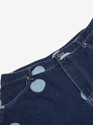 Polka Dot Heart Applique Pocket Baggy Jeans