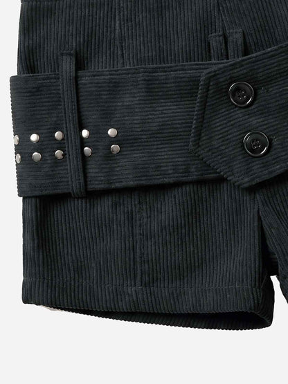 Studded Corduroy Double-Breasted Shorts