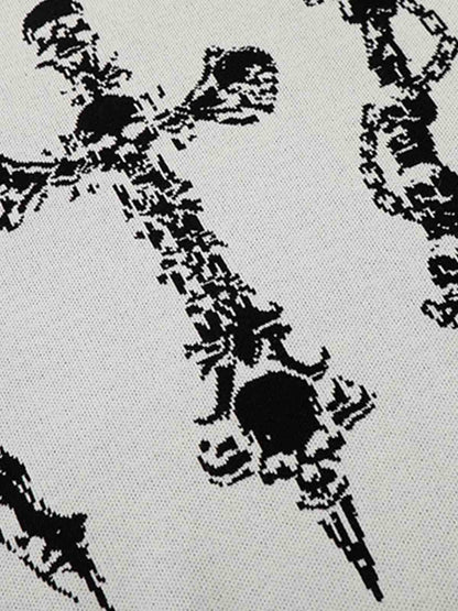 Gothic Cross Graphic Knit T Shirt 