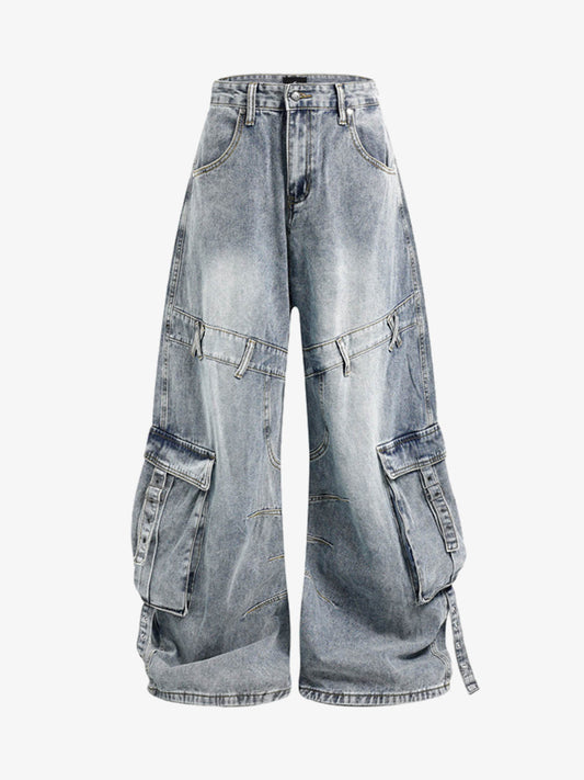Deconstructed Multi-Pocket Cargo Jeans