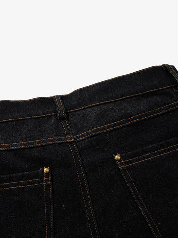 Double-Waisted Multi-Button Denim Jorts