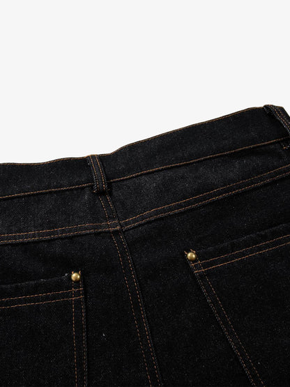 Double-Waisted Multi-Button Denim Jorts