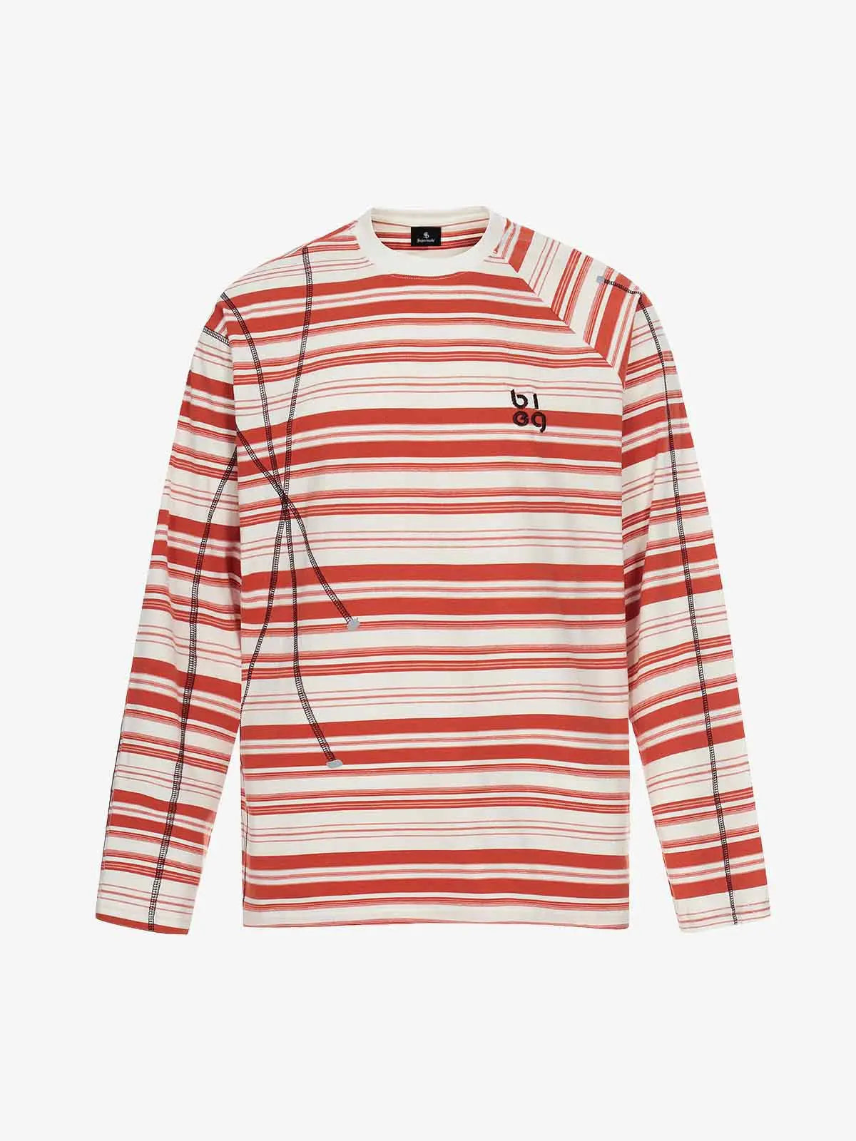 Color Block Striped Embroidered Long Sleeve T-Shirt 
