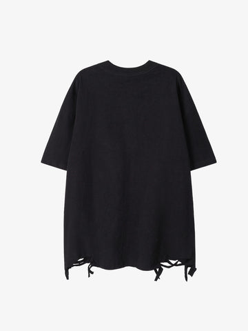 Dark Letter Graphic T-Shirt with Necklace Detail