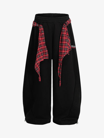 Stylish Wide-Leg Pants with Plaid Tie Belt for Women - Perfect for Casual and Fashionable Looks 