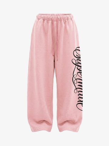 Fleece Jogger Pants with Embroidered Script Detail