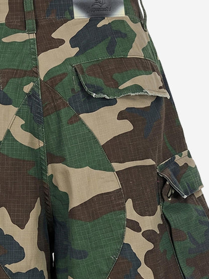 Vintage Camo Frayed Hem Cargo Shorts