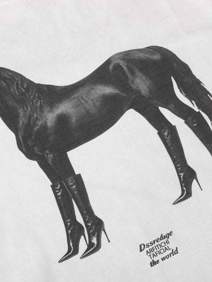 Layered Leopard Horse Graphic Long Sleeve T-Shirt 