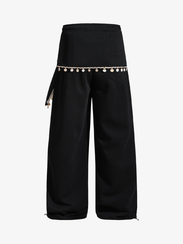 Street Detachable Flap Lace-up Jogger Pants 