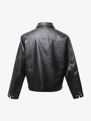Snakeskin Patchwork Cropped Workwear Jacket