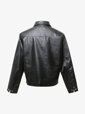 Snakeskin Patchwork Cropped Workwear Jacket