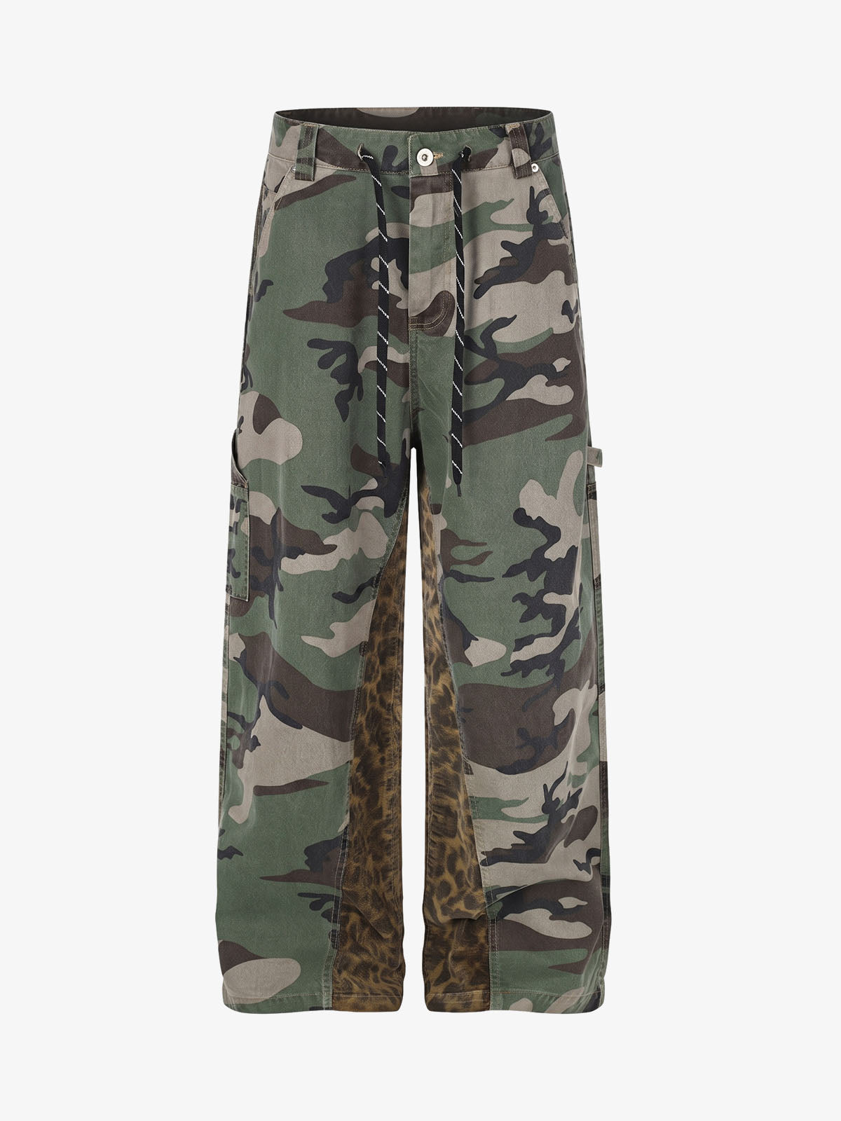 Camo Leopard Patchwork Cargo Pants