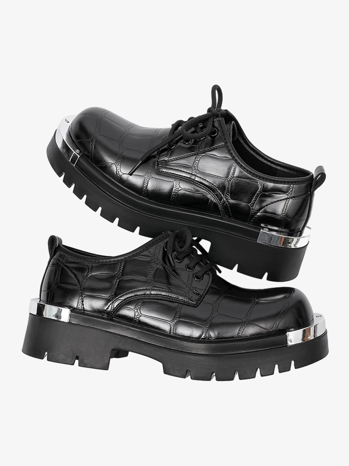 Crocodile-Embossed Derby Shoes