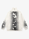 Street Dark Phantom Butterfly Stand-Collar Knit Cardigan Sweater 