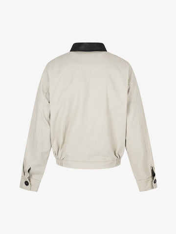Thesupermade Distressed Asymmetrical Placket Boxy Fit Workwear Jacket