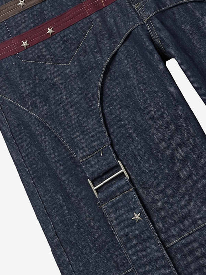 Vintage Star Studded Panel Wide Leg Shorts