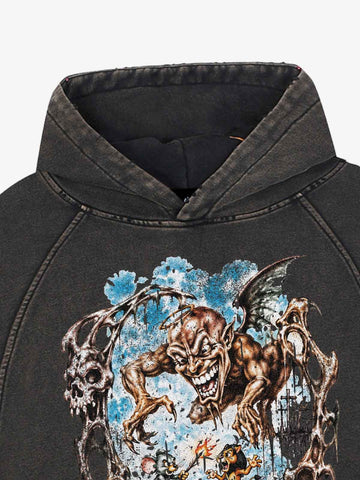 Demon Graphic Cropped Hoodie