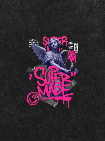 Street Pink Lucky Angel Graphic Design T-Shirt 