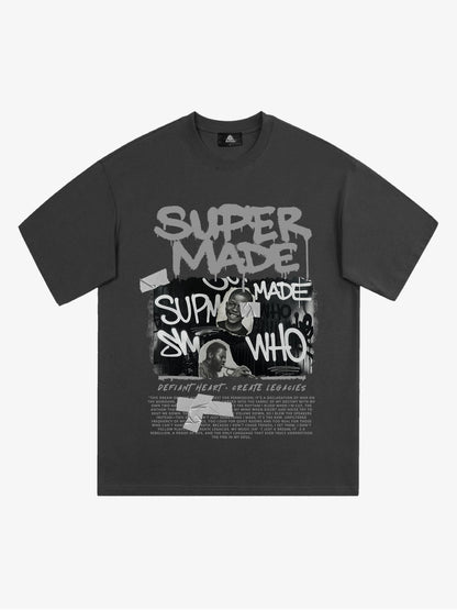 Streetwear Graffiti Character Collage Graphic T-Shirt 