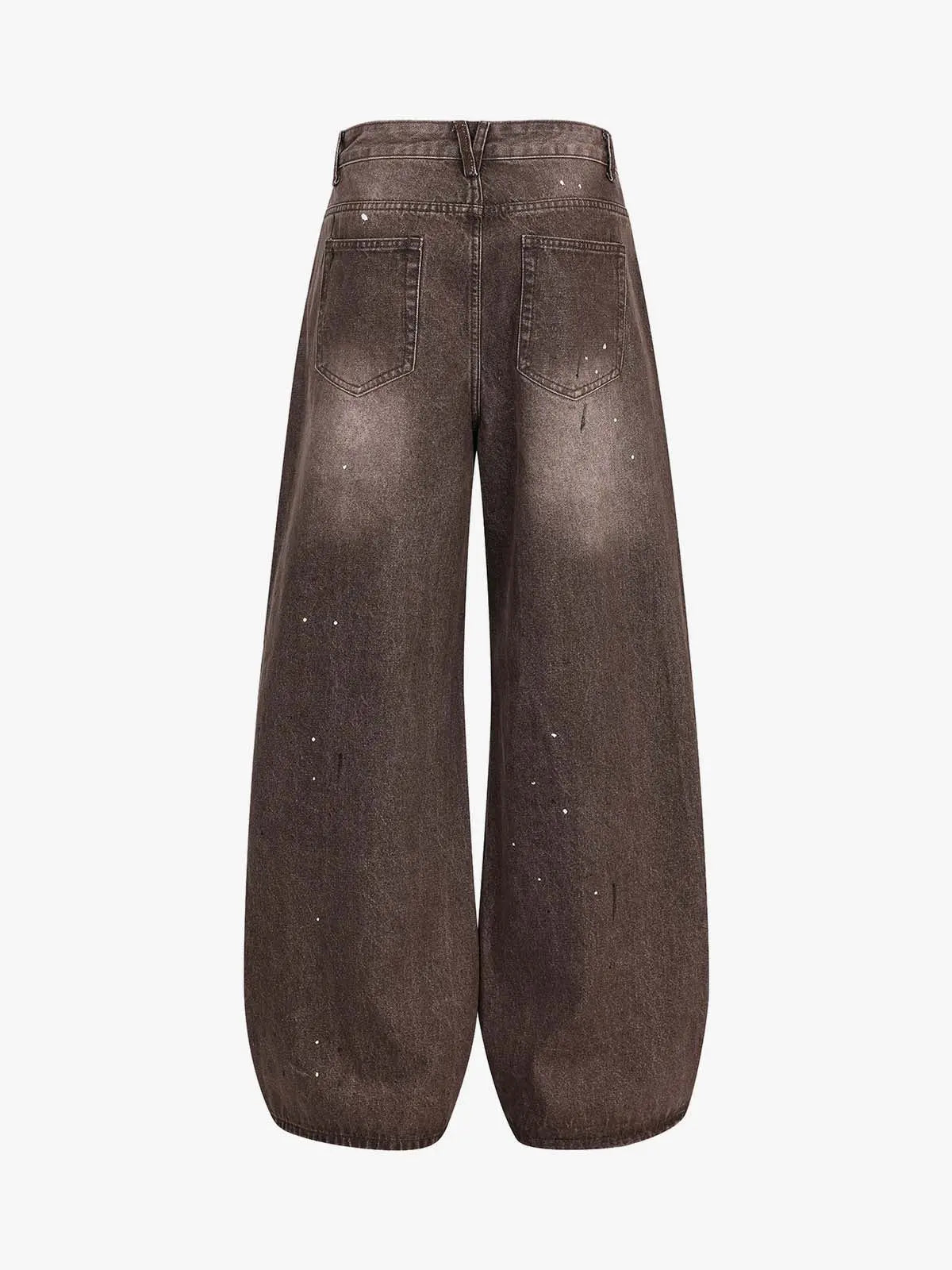 Retro Patchwork Washed Wide Leg Denim Jeans 