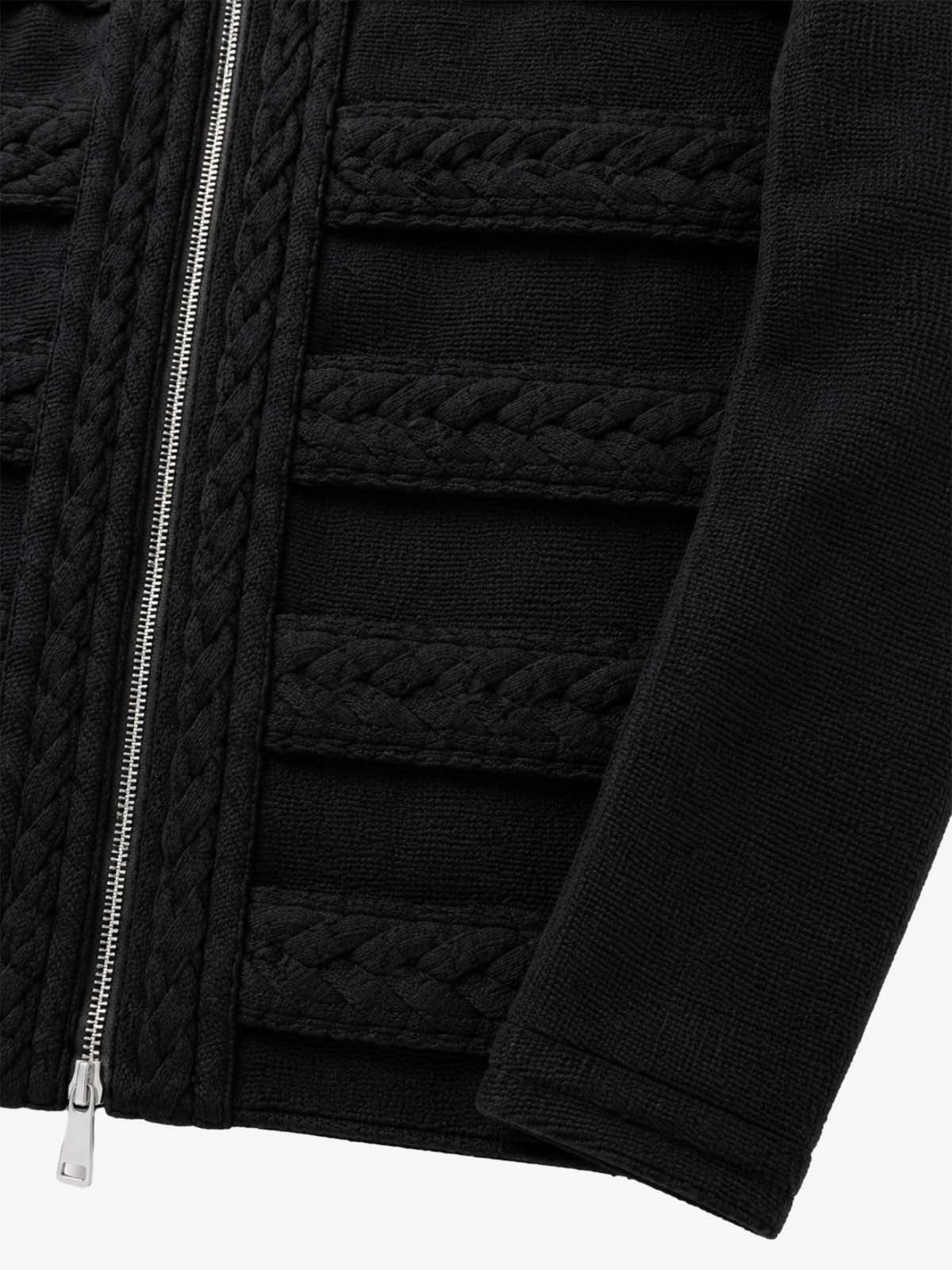 Royal-style Cable-knit Zip-up Jacket