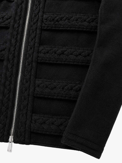 Royal-style Cable-knit Zip-up Jacket