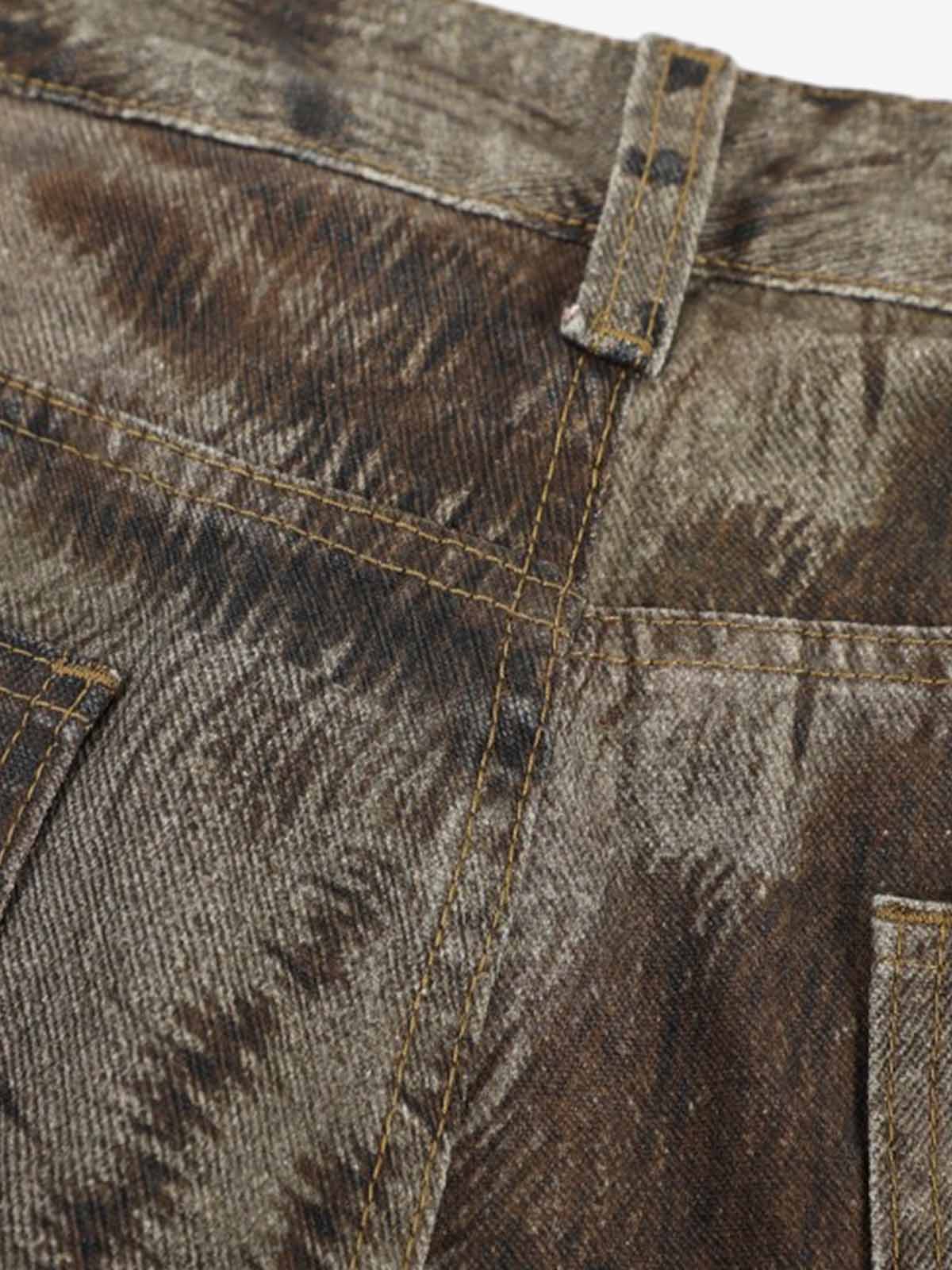Leopard Tiger Curved-Leg Jeans