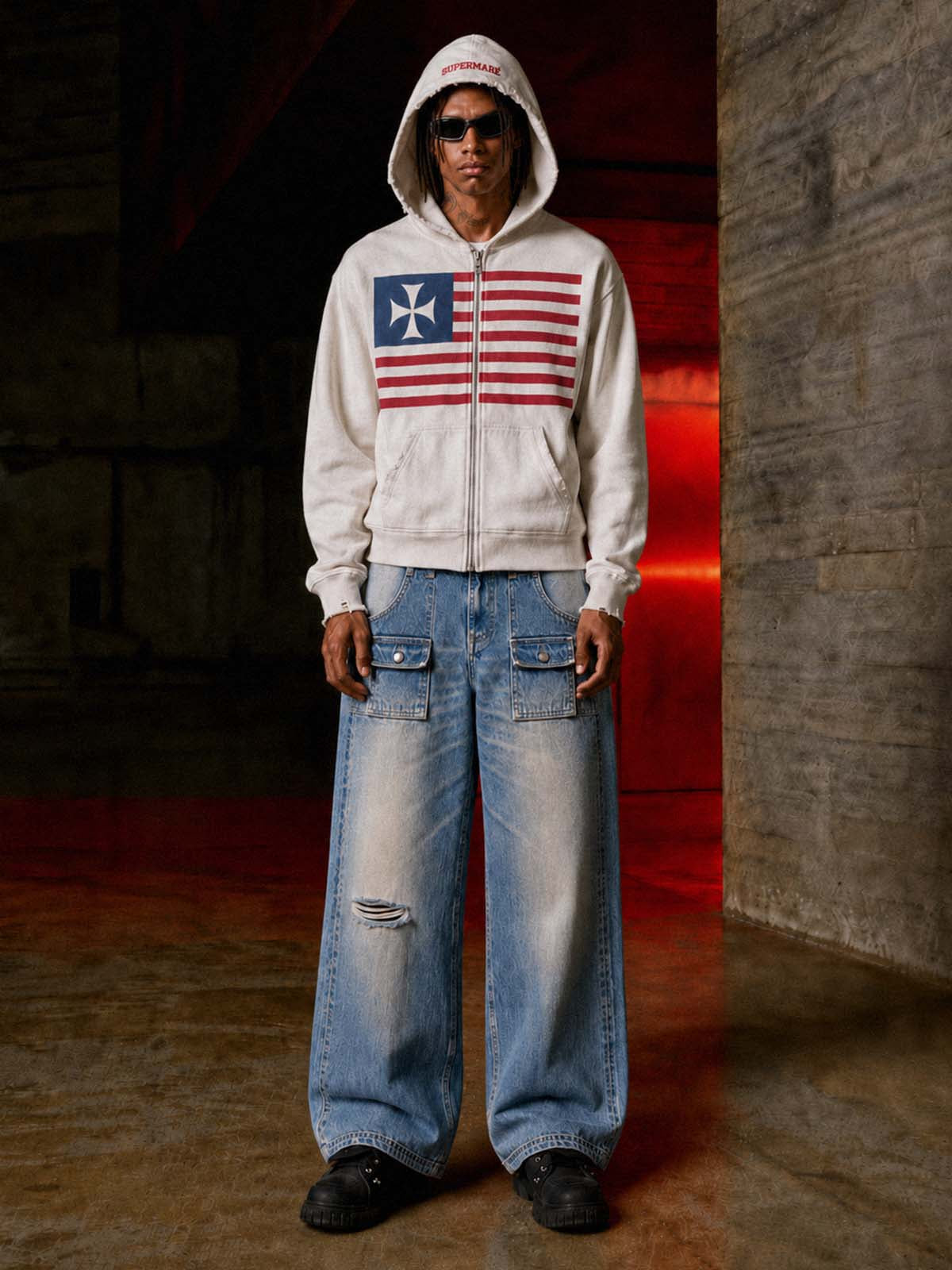 Multi-Pocket Wide-Leg Jeans
