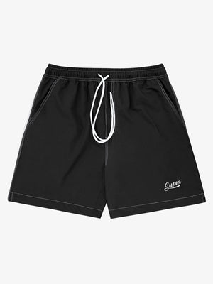Minimalist Contrast Stitch Drawstring Shorts
