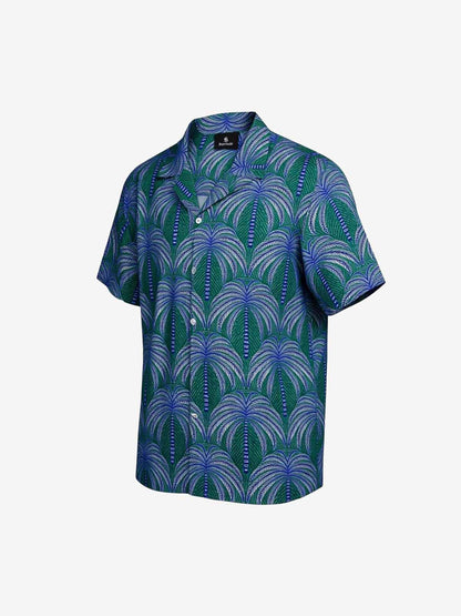 Teal Palm Leaves Hawaiian ShirtVacation Design