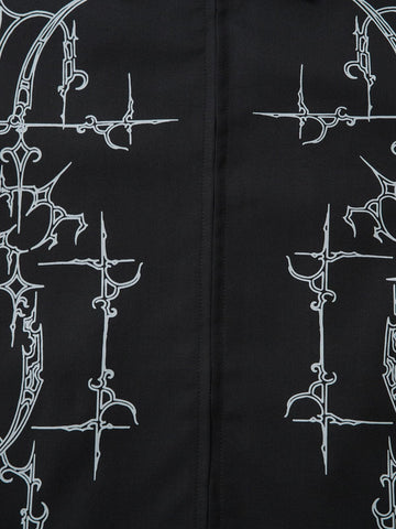 Street Gothic PU Leather Collar With Thorn Print Jacket - 2620 