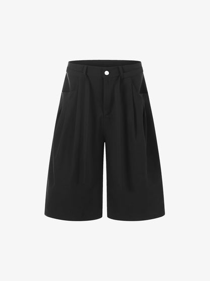 Industrial Pleated Wide-Leg Sartorial Shorts