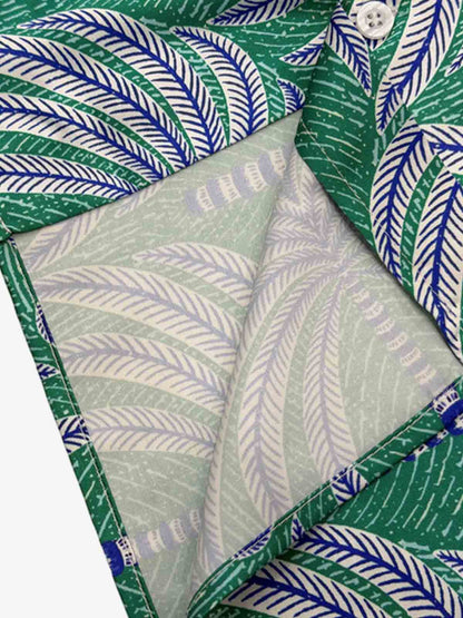 Teal Palm Leaves Hawaiian ShirtVacation Design