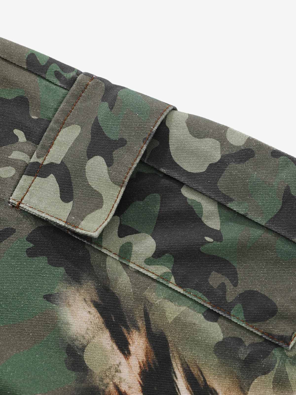 Camo Leopard Patchwork Cargo Pants