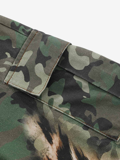 Camo Leopard Patchwork Cargo Pants