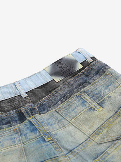 3D Illusion Layered Baggy Jeans