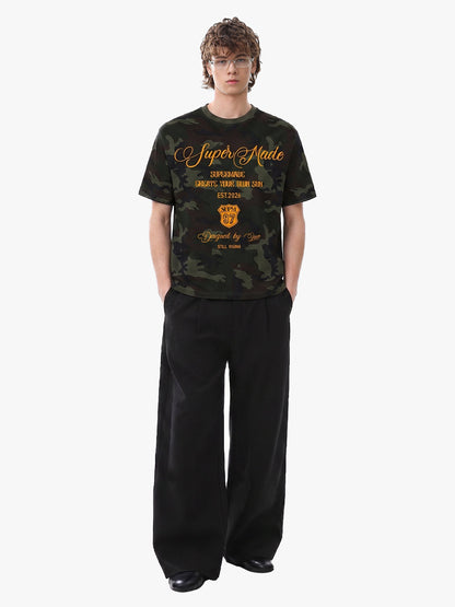 Camouflage Script Logo Graphic T-Shirt 