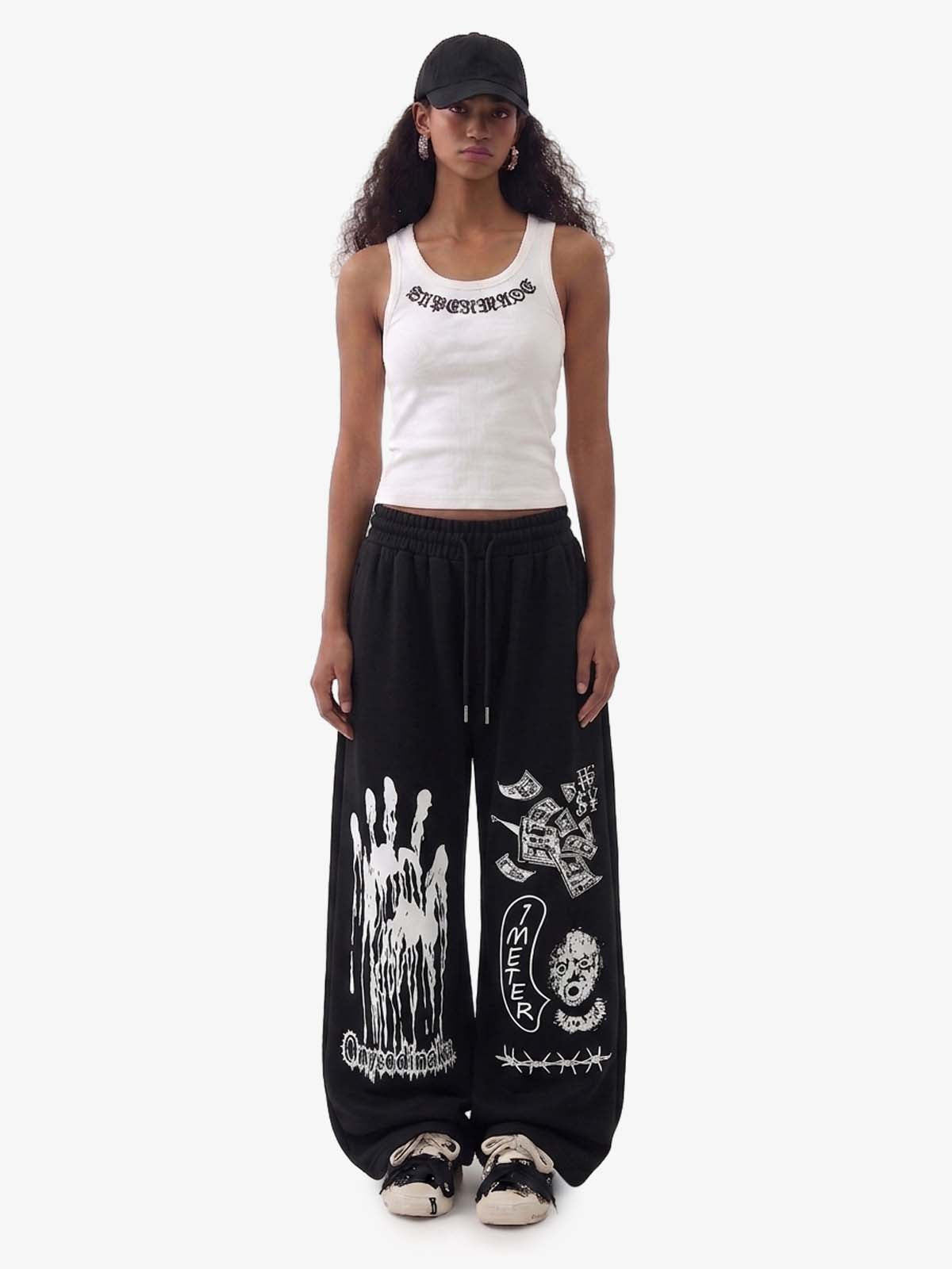Dark Graphic Print Sweatpants